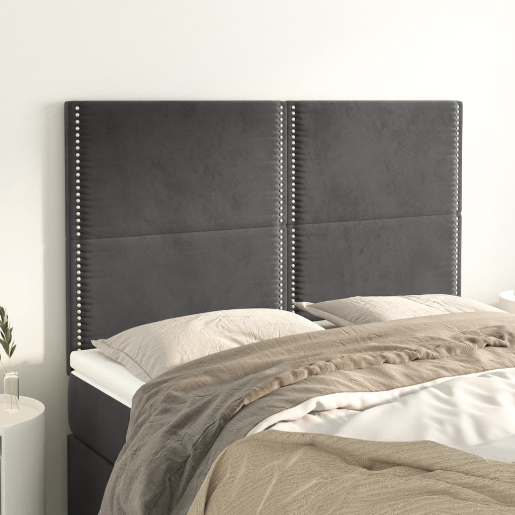 Kopfteil Dunkelgrau 144 x 5 x 118/128 cm Samt