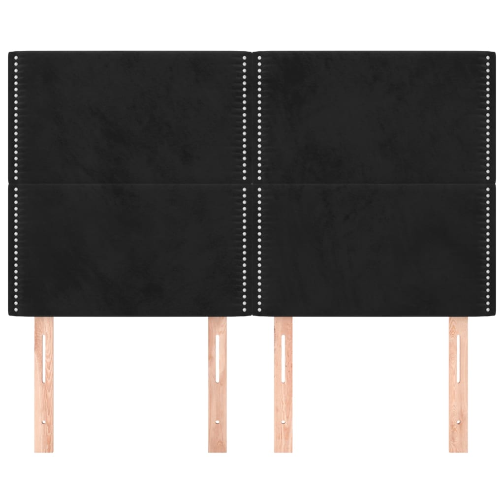 Kopfteil Schwarz 144x5x118/128 cm Samt