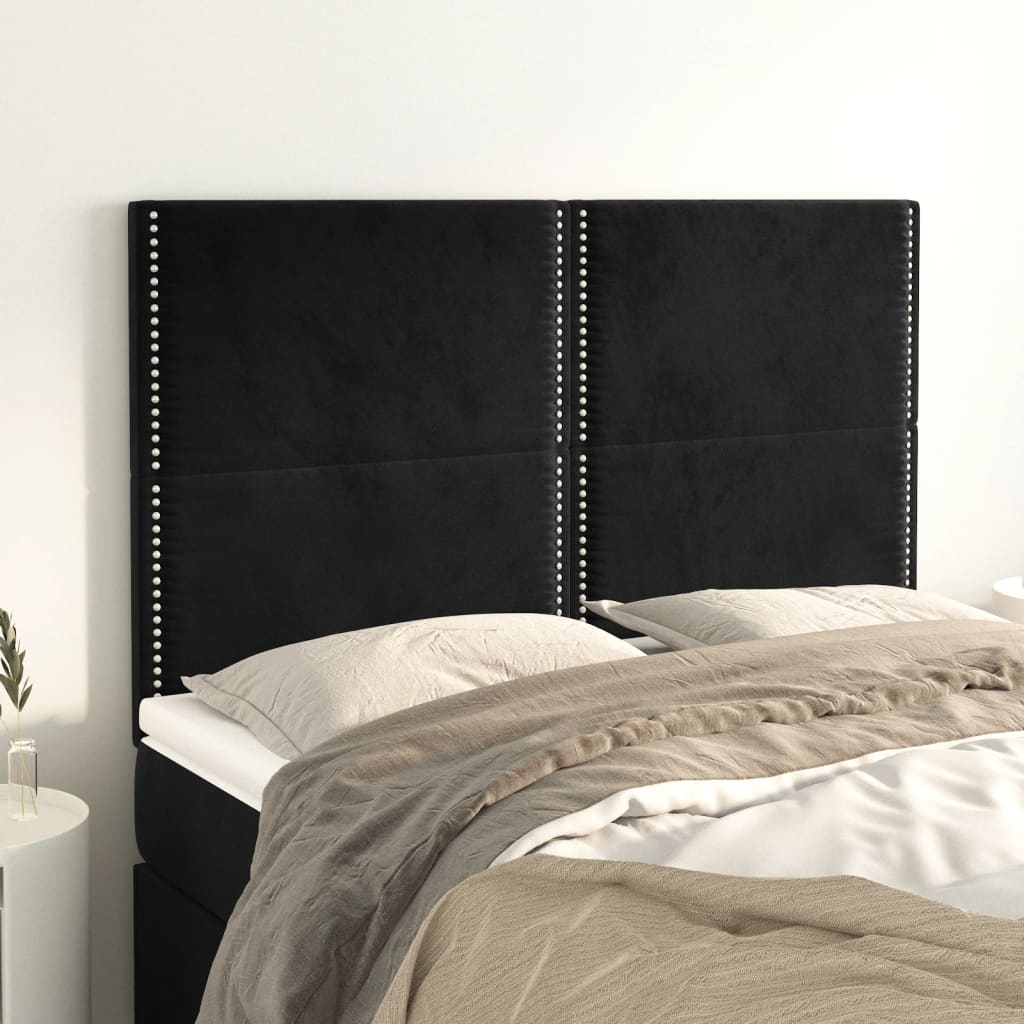 Kopfteil Schwarz 144x5x118/128 cm Samt
