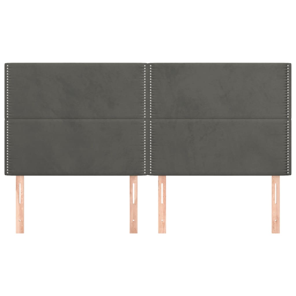 Kopfteil Dunkelgrau 160 x 5 x 118/128 cm Samt