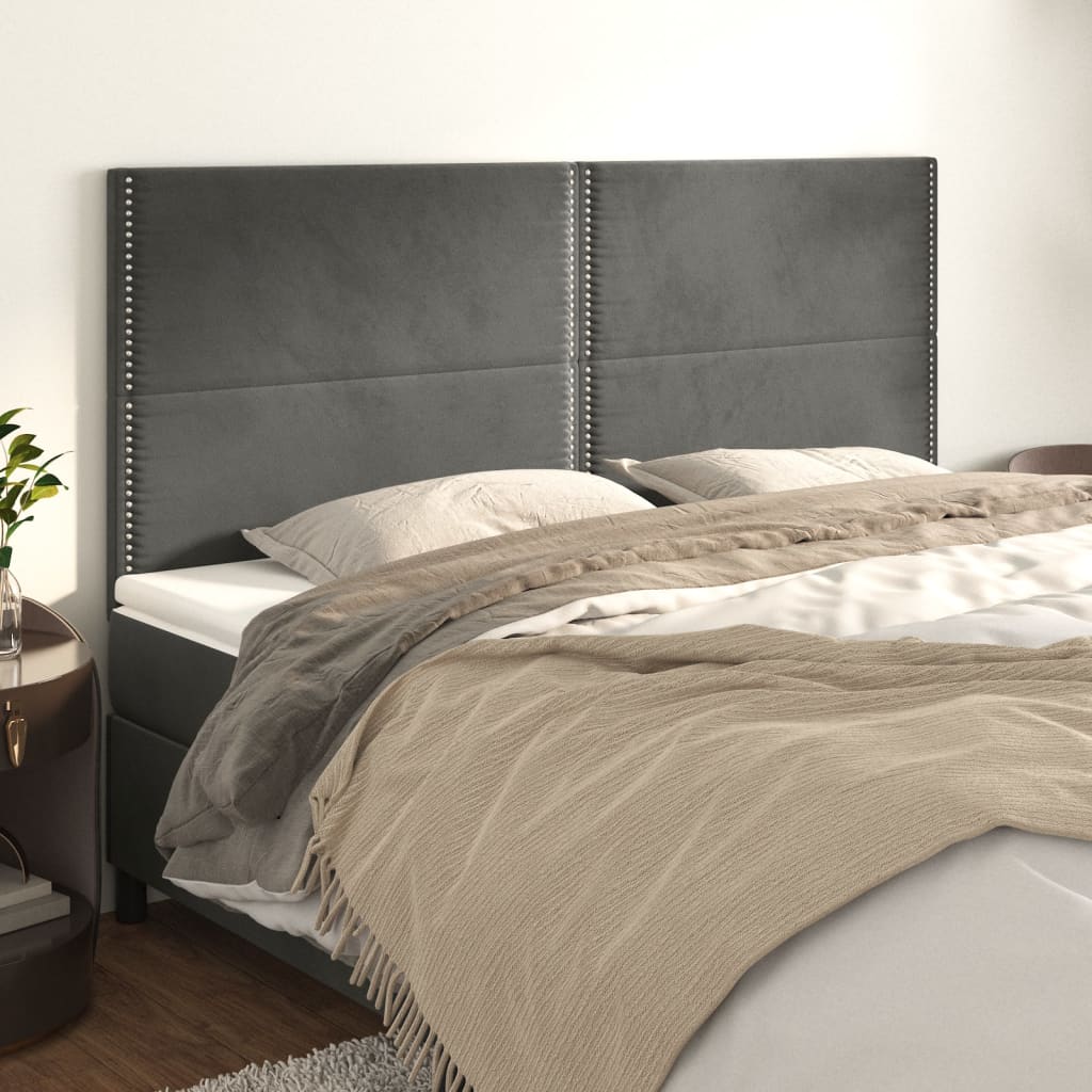 Kopfteil Dunkelgrau 160 x 5 x 118/128 cm Samt