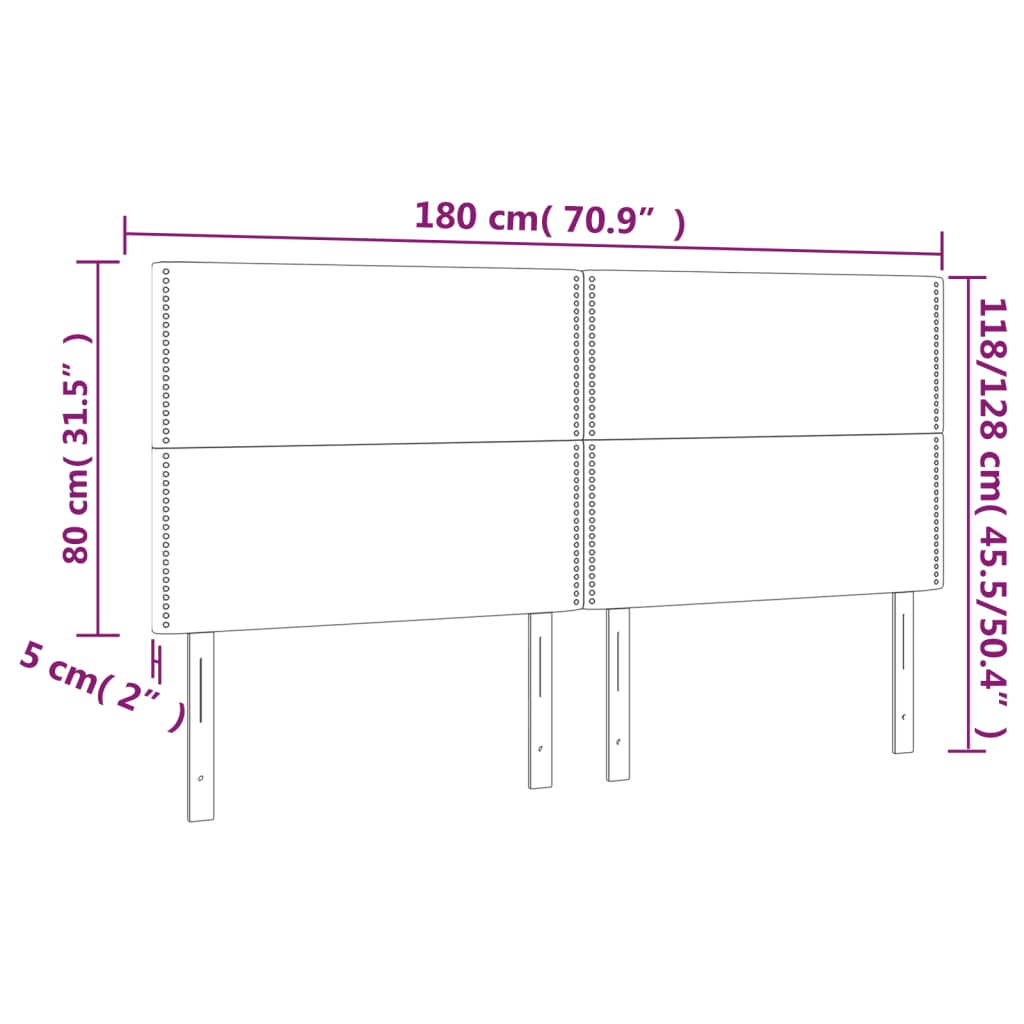 Kopfteil Schwarz 180x5x118/128 cm Samt