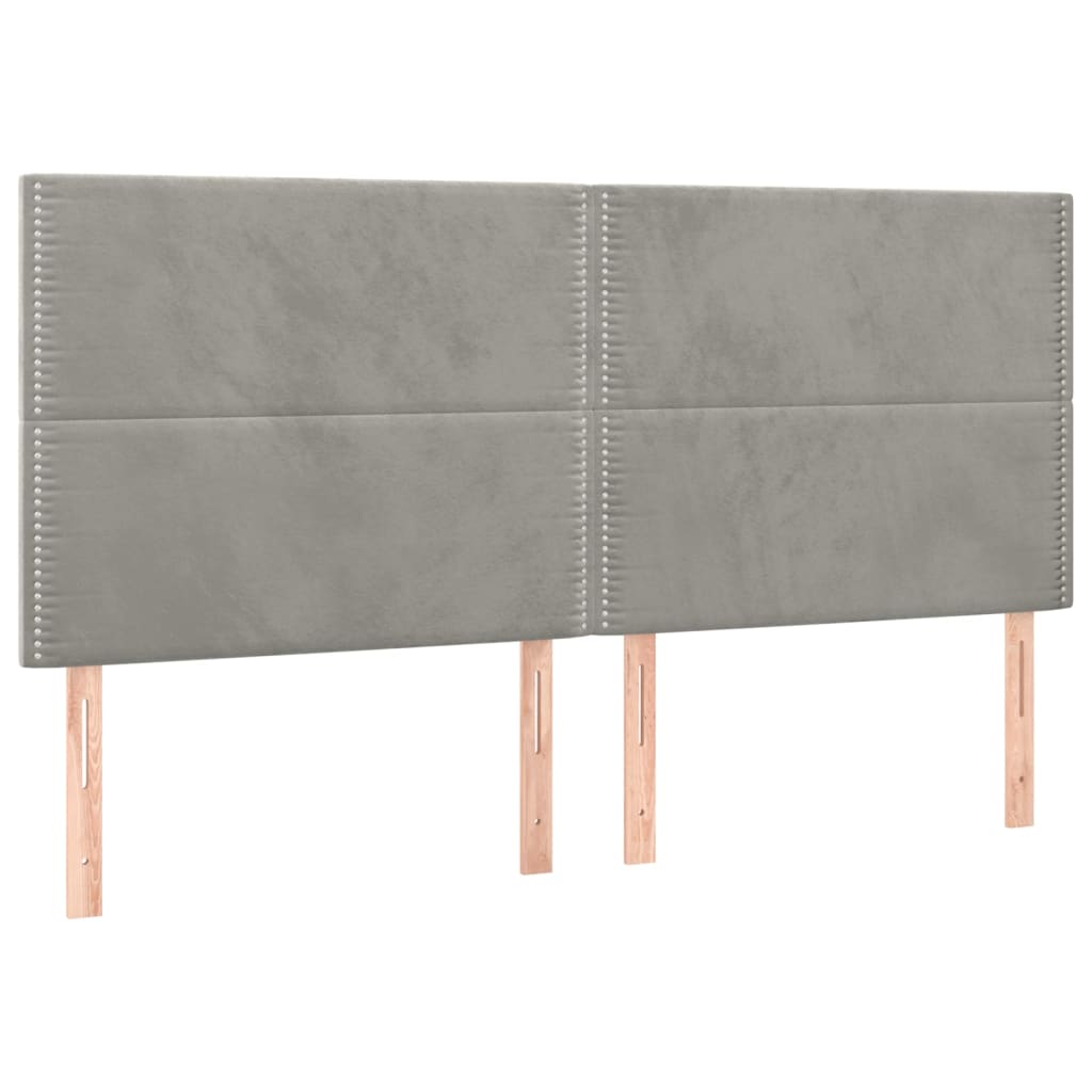 Kopfteil Hellgrau 200 x 5 x 118/128 cm Samt