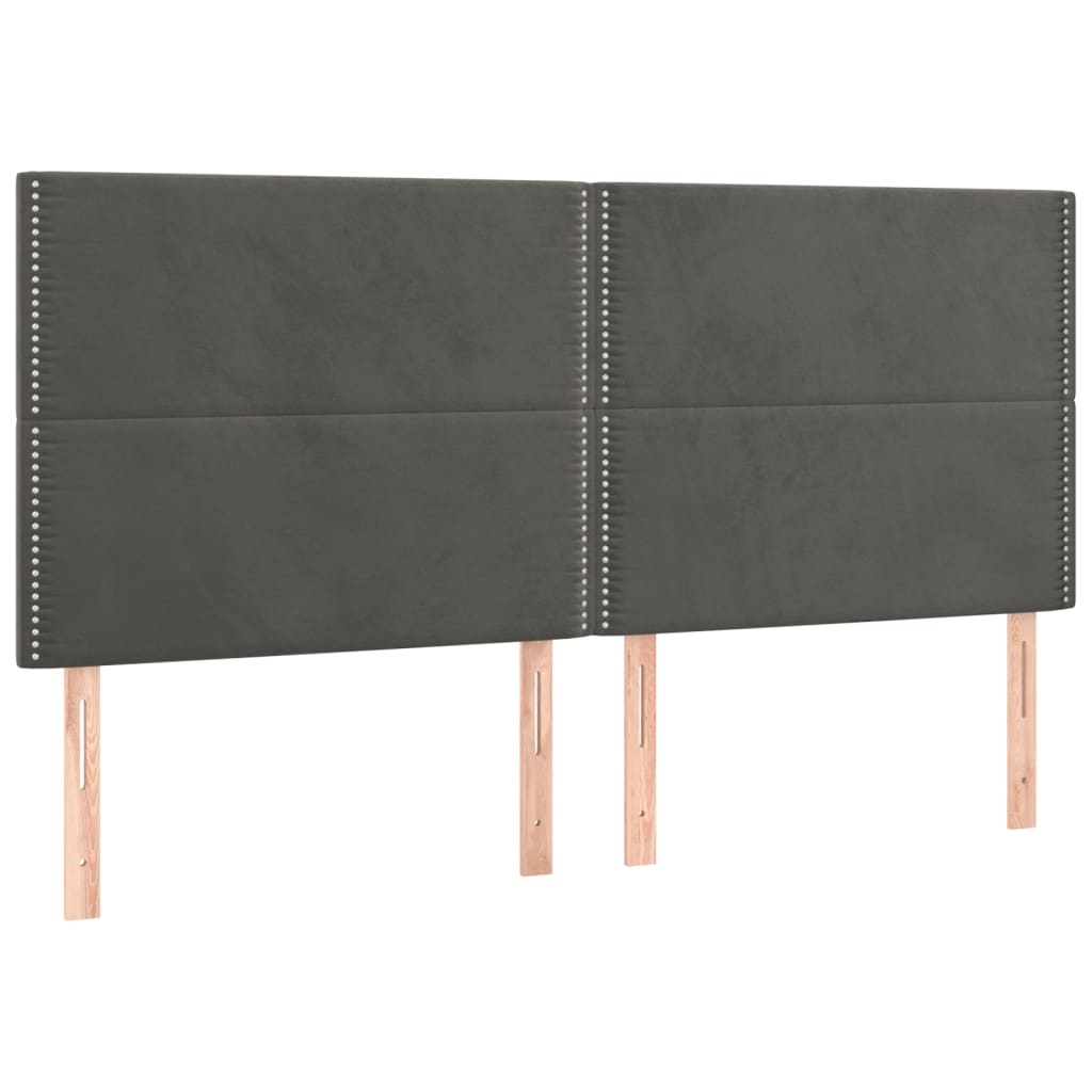 Kopfteil Dunkelgrau 200 x 5 x 118/128 cm Samt