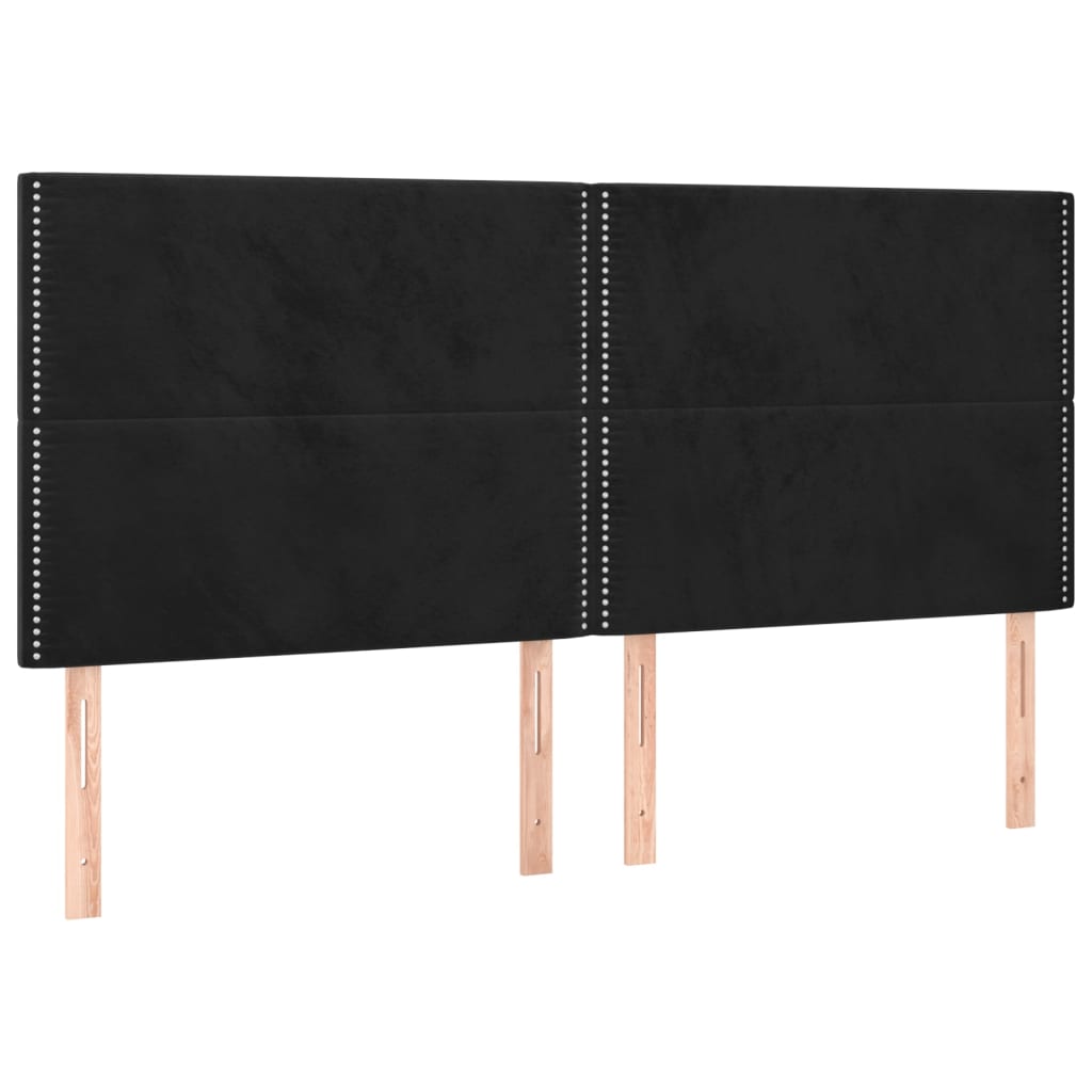 Kopfteil Schwarz 200 x 5 x 118/128 cm Samt