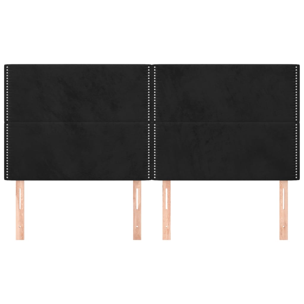 Kopfteil Schwarz 200 x 5 x 118/128 cm Samt