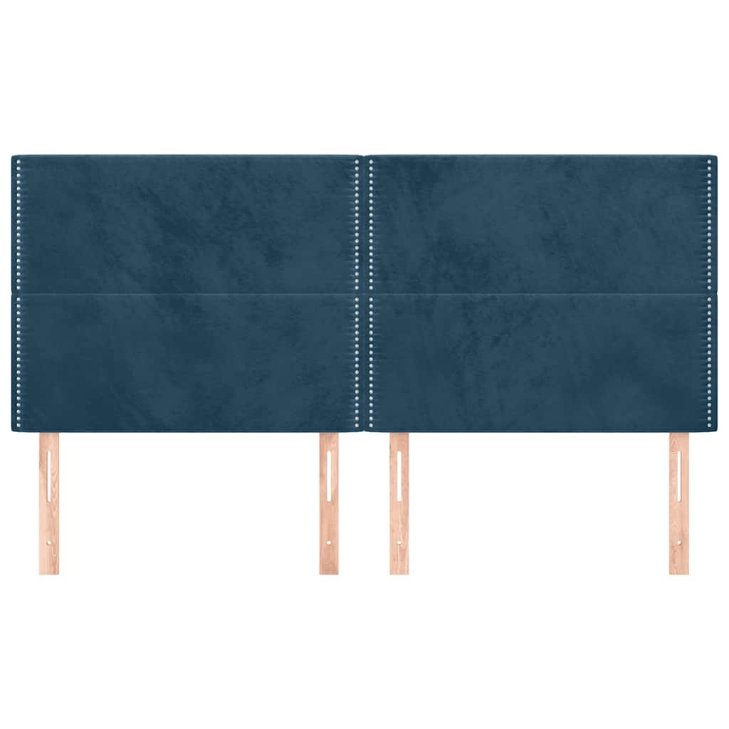 Kopfteil Dunkelblau 200 x 5 x 118/128 cm Samt