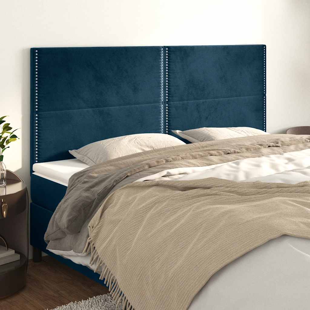 Kopfteil Dunkelblau 200 x 5 x 118/128 cm Samt