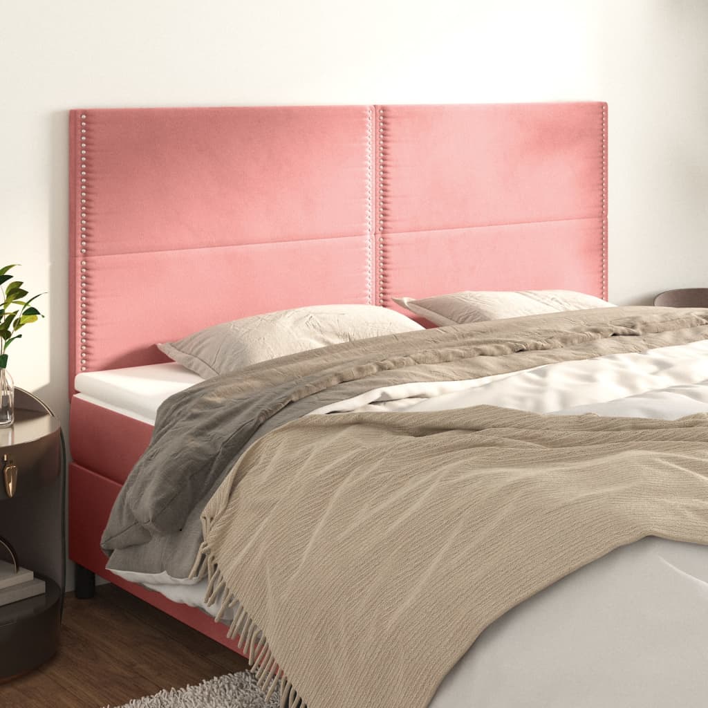 Kopfteil Rosa 200 x 5 x 118/128 cm Samt