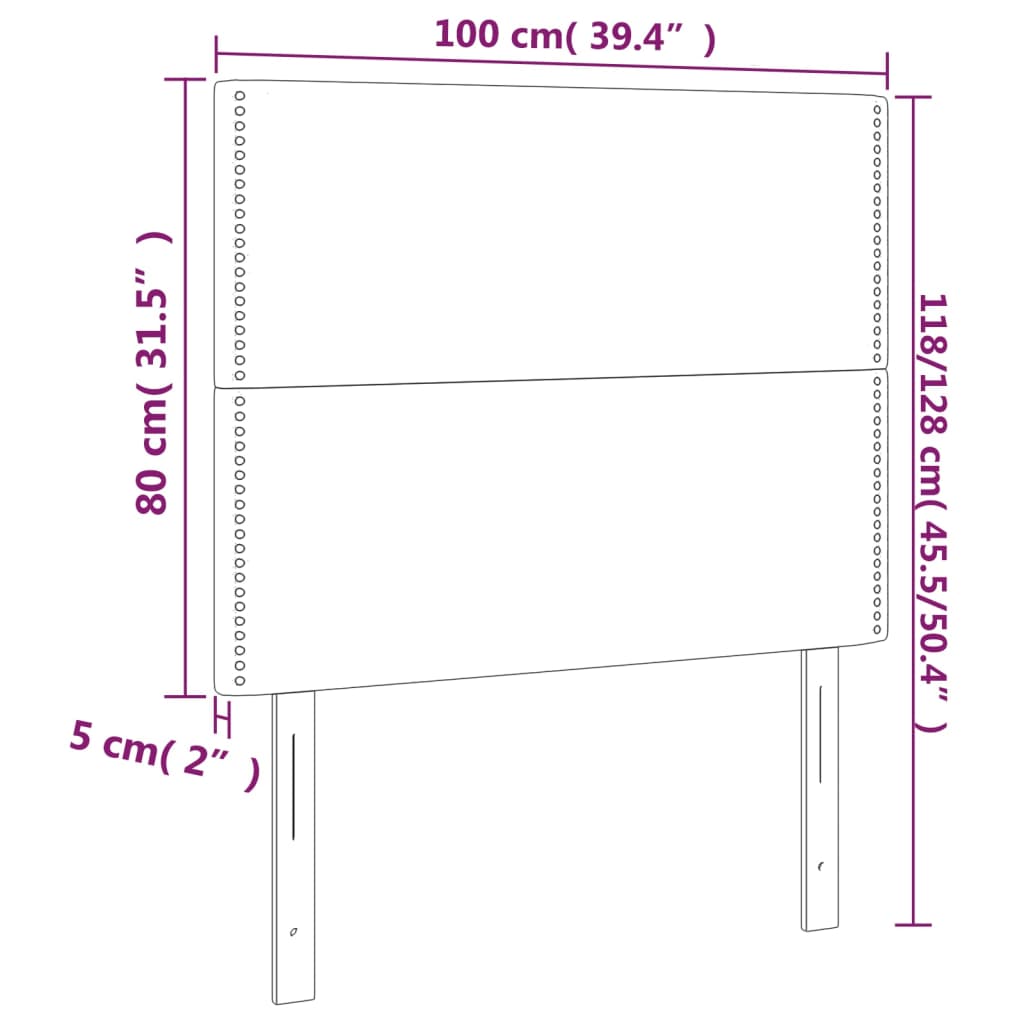 Kopfteil Grau 100x5x118/128 cm Kunstleder
