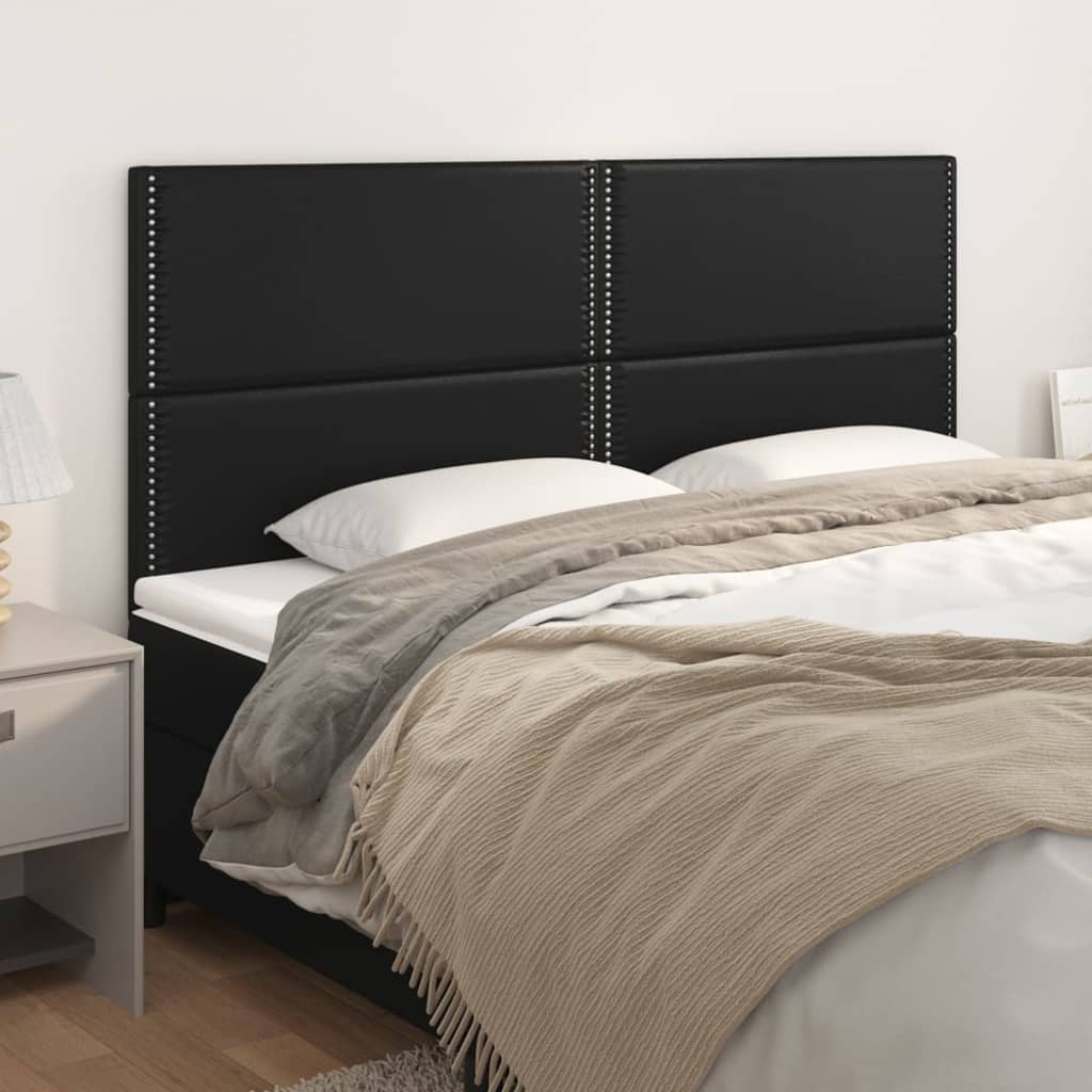 Kopfteil Schwarz 200x5x118/128 cm Kunstleder