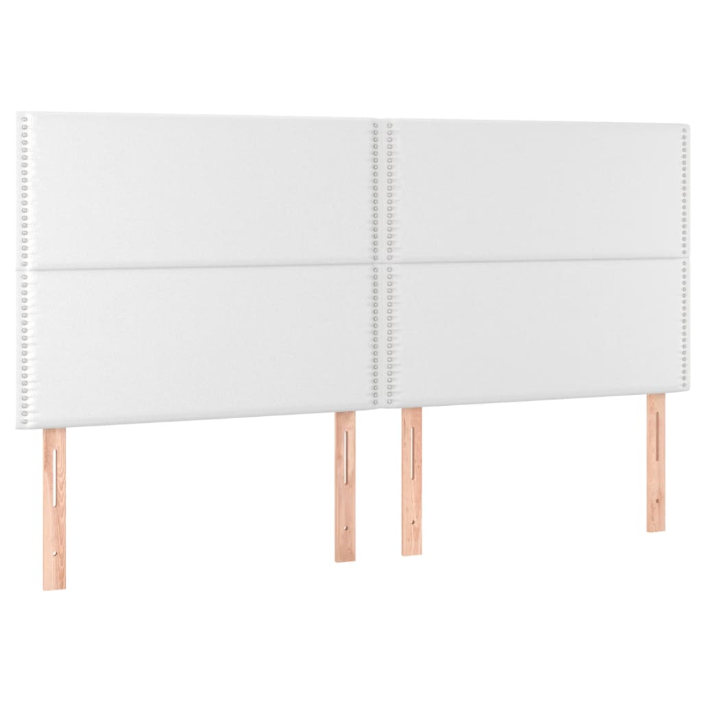 Kopfteil Weiß 200x5x118/128 cm Kunstleder