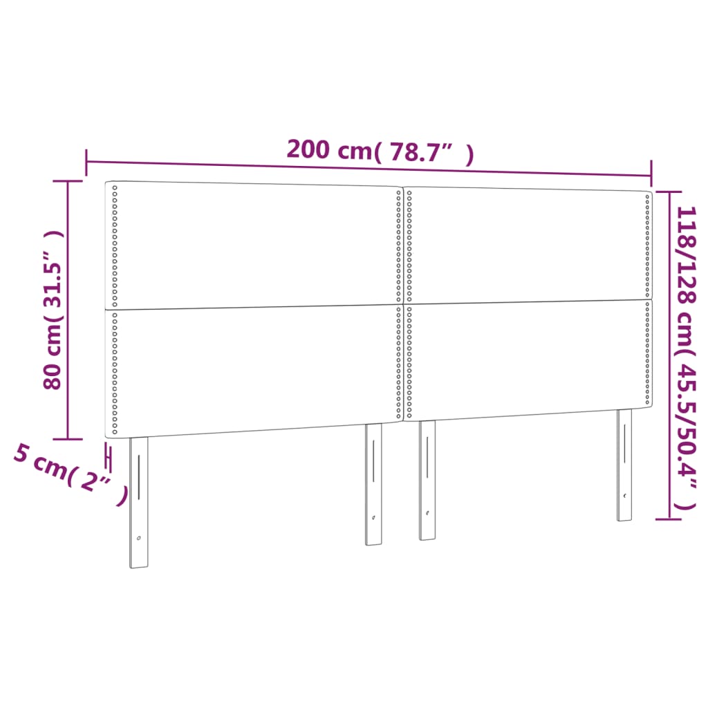 Kopfteil Weiß 200x5x118/128 cm Kunstleder