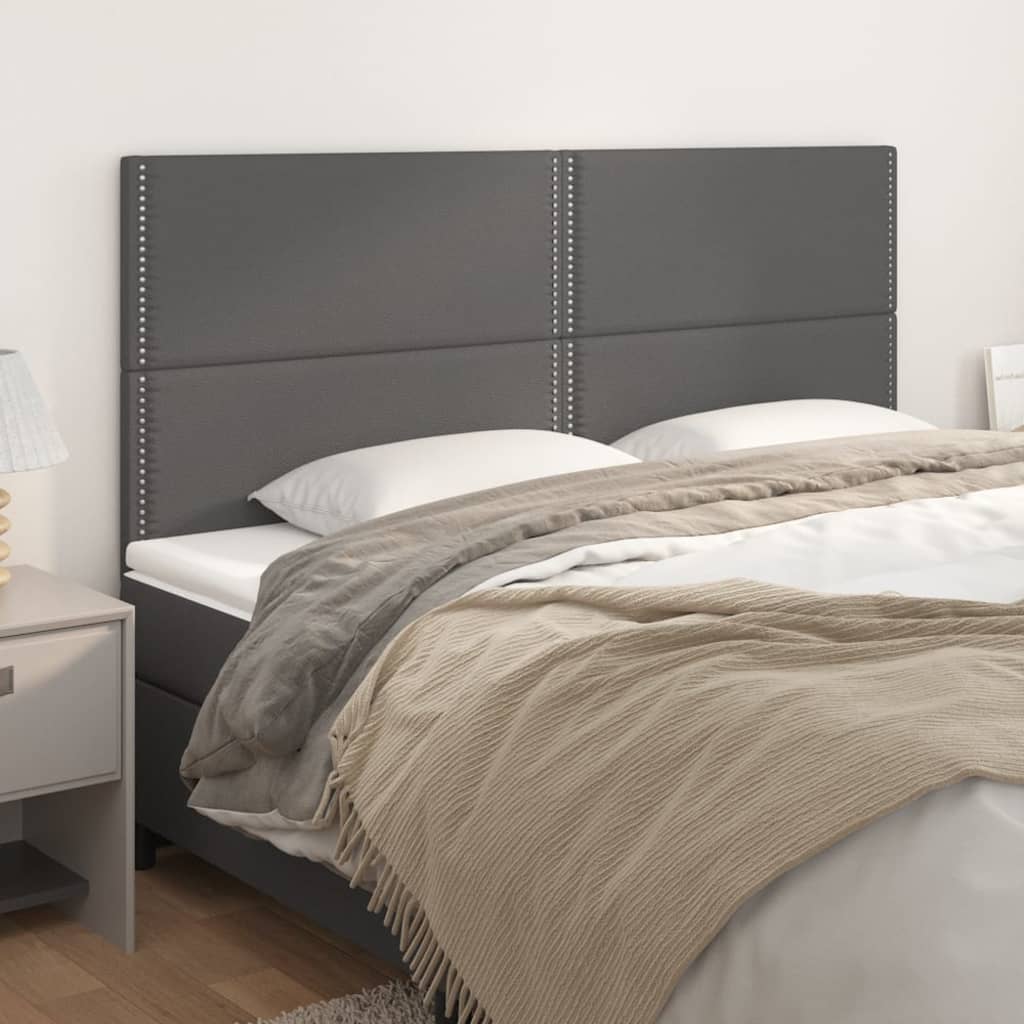 Kopfteil Grau 200x5x118/128 cm Kunstleder