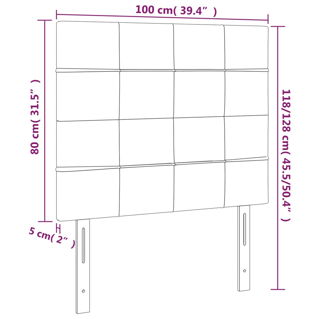Kopfteil Dunkelgrau 100 x 5 x 118/128 cm Stoff