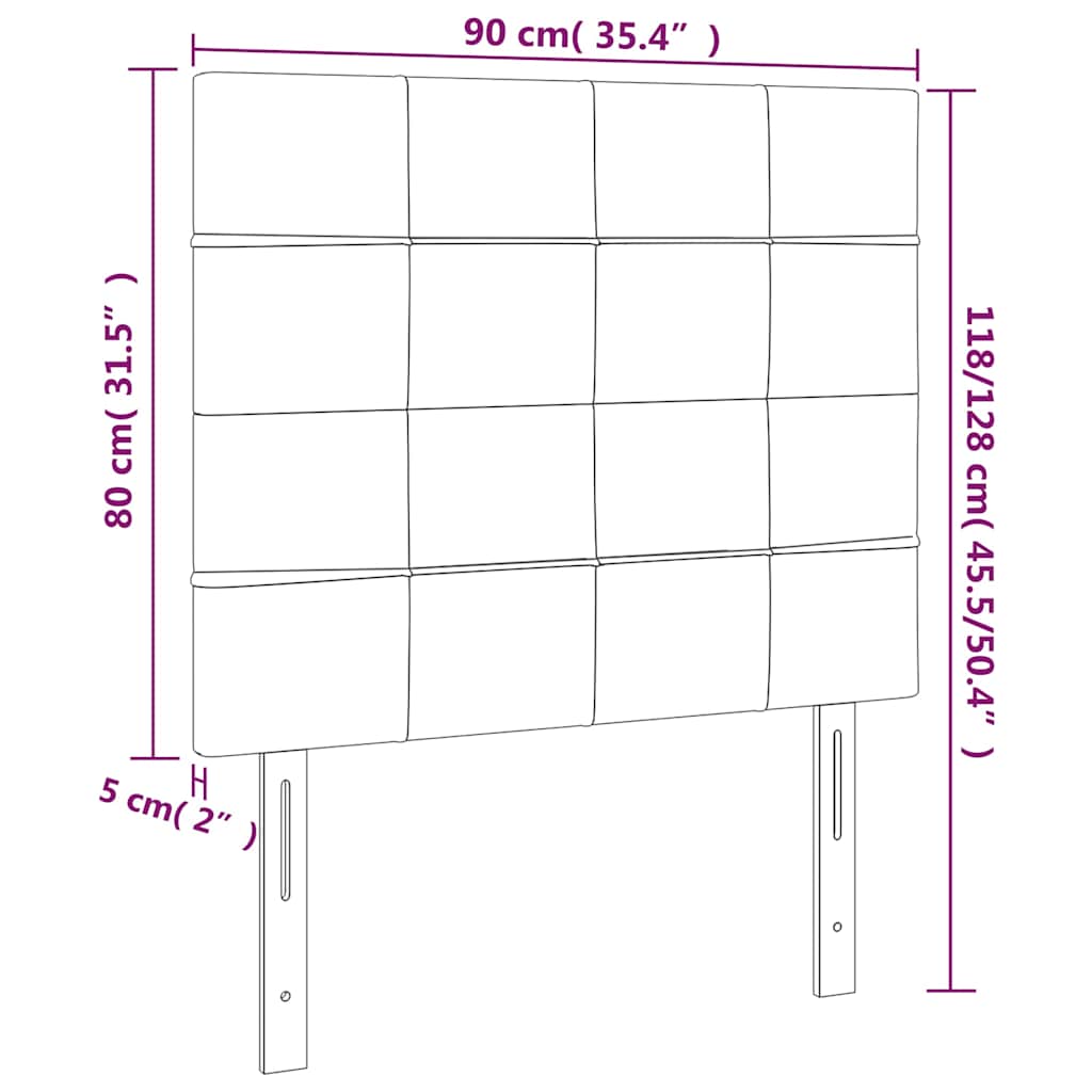 Kopfteil Dunkelblau 90x5x118/128 cm Samt