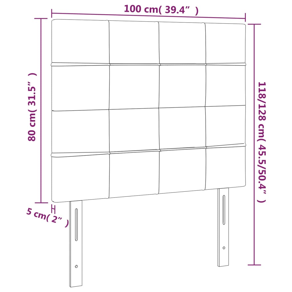 Kopfteil Dunkelgrau 100 x 5 x 118/128 cm Samt