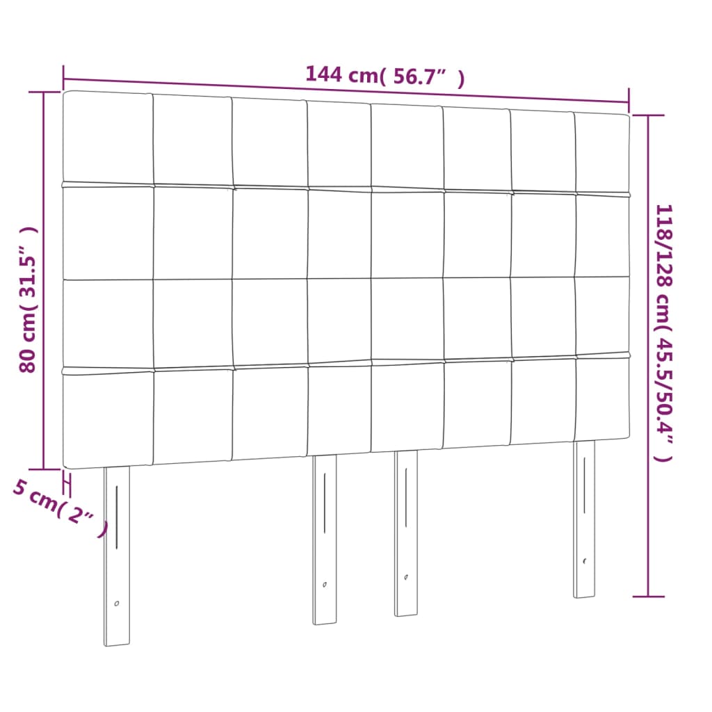 Kopfteil Schwarz 144x5x118/128 cm Samt