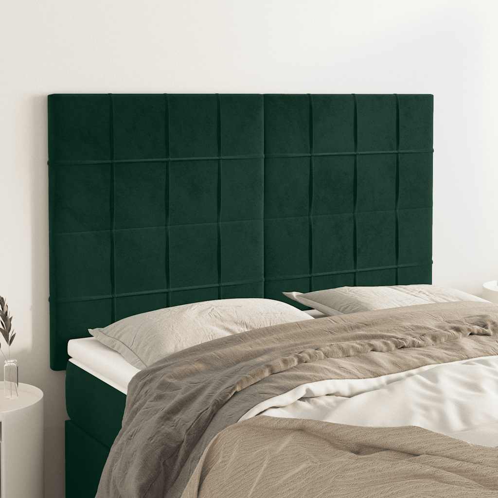 Kopfteil Dunkelgrün 144x5x118/128 cm Samt