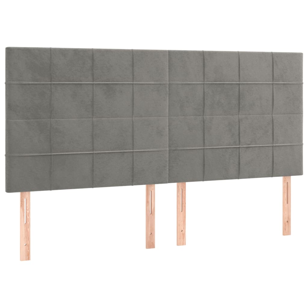 Kopfteil Hellgrau 160 x 5 x 118/128 cm Samt
