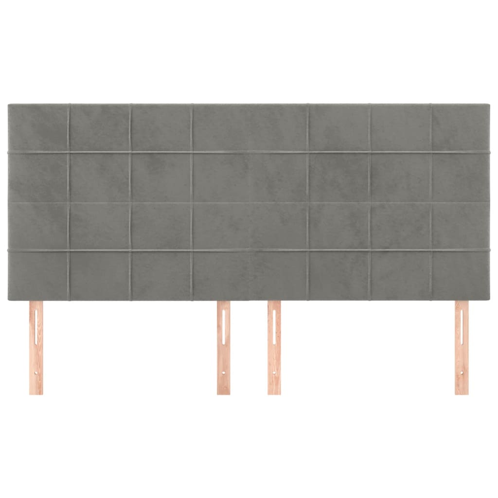 Kopfteil Hellgrau 160 x 5 x 118/128 cm Samt