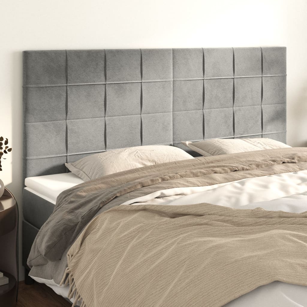 Kopfteil Hellgrau 160 x 5 x 118/128 cm Samt