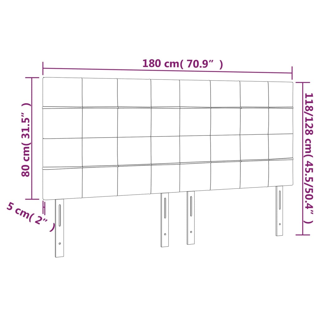 Kopfteil Schwarz 180x5x118/128 cm Samt