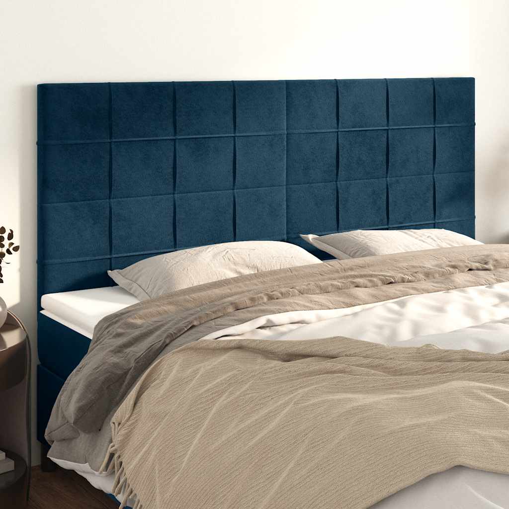 Kopfteil Dunkelblau 200 x 5 x 118/128 cm Samt