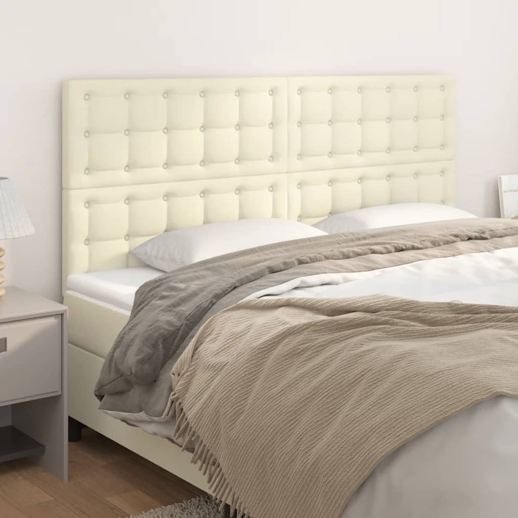 Kopfteil Creme 160x5x118/128 cm Kunstleder