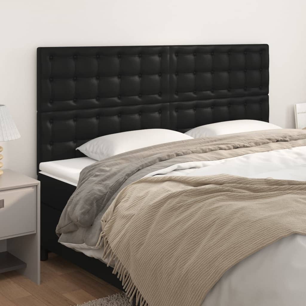 Kopfteil Schwarz 180x5x118/128 cm Kunstleder