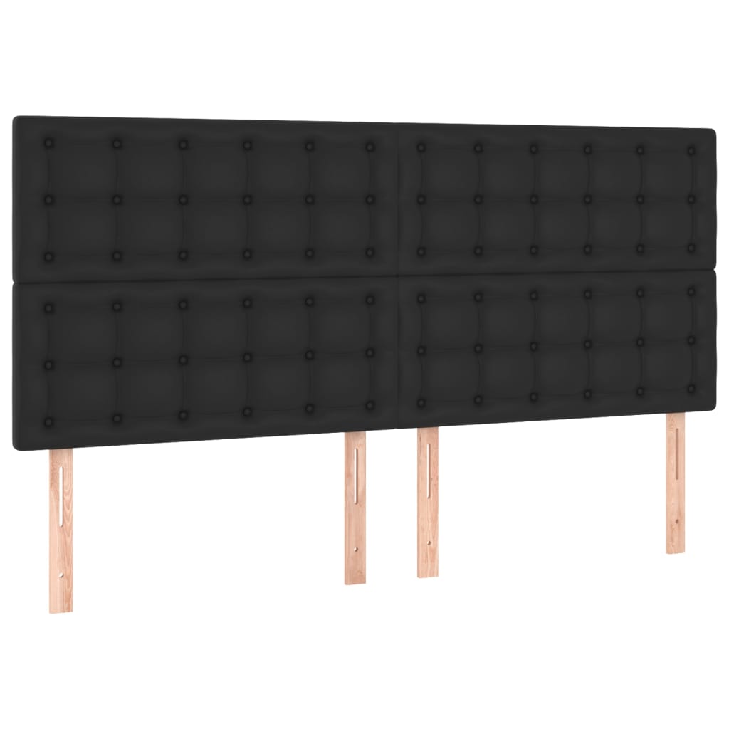 Kopfteil Schwarz 200x5x118/128 cm Kunstleder