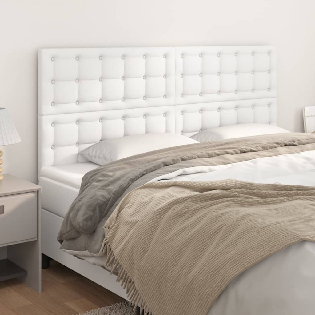 Kopfteil Weiß 200x5x118/128 cm Kunstleder