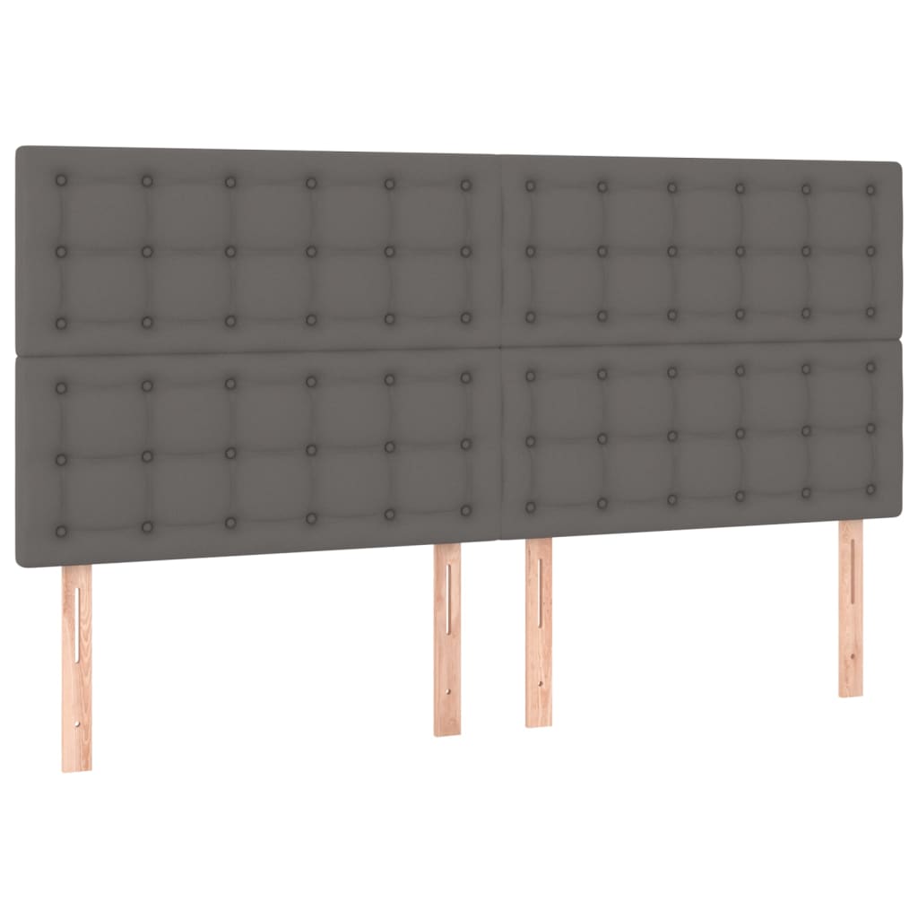 Kopfteil Grau 200x5x118/128 cm Kunstleder