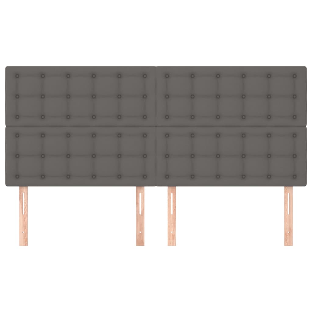 Kopfteil Grau 200x5x118/128 cm Kunstleder