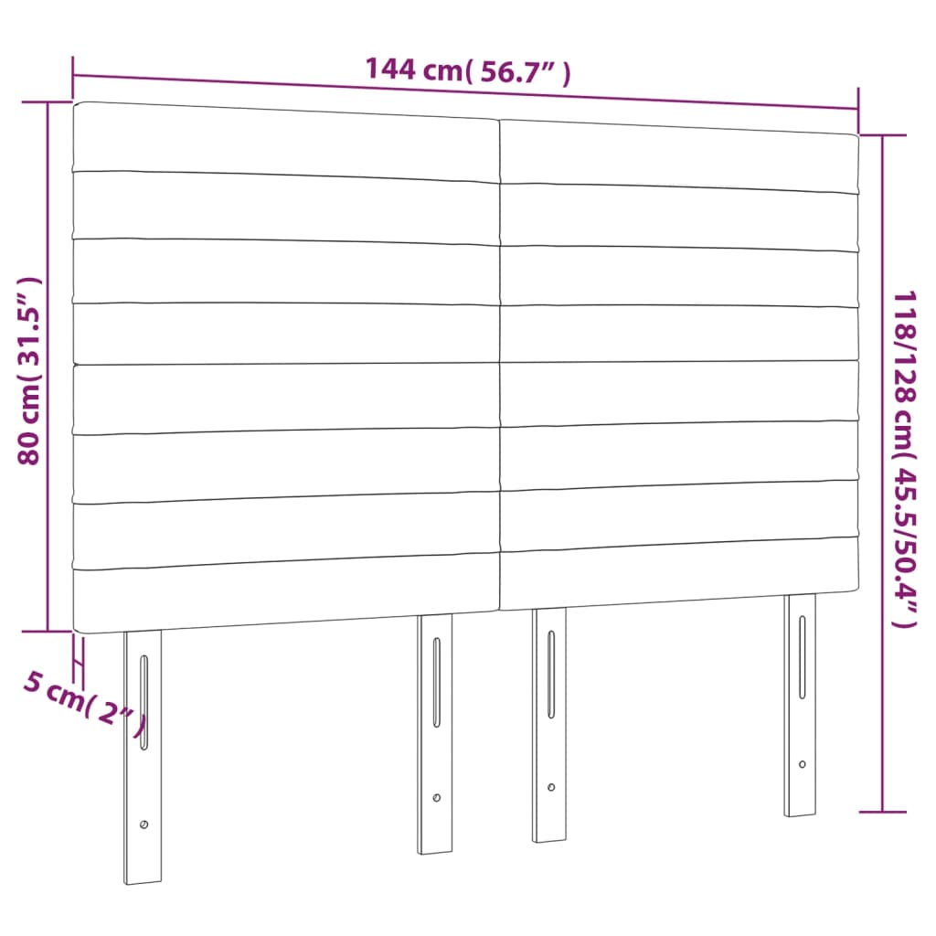 Kopfteil Dunkelgrau 144 x 5 x 118/128 cm Stoff