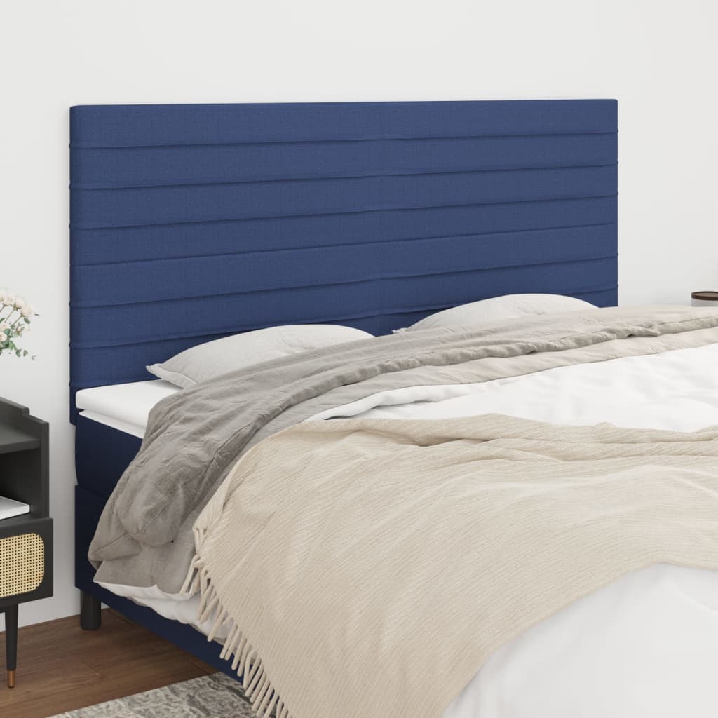 Kopfteil Blau 160x5x118/128 cm Stoff