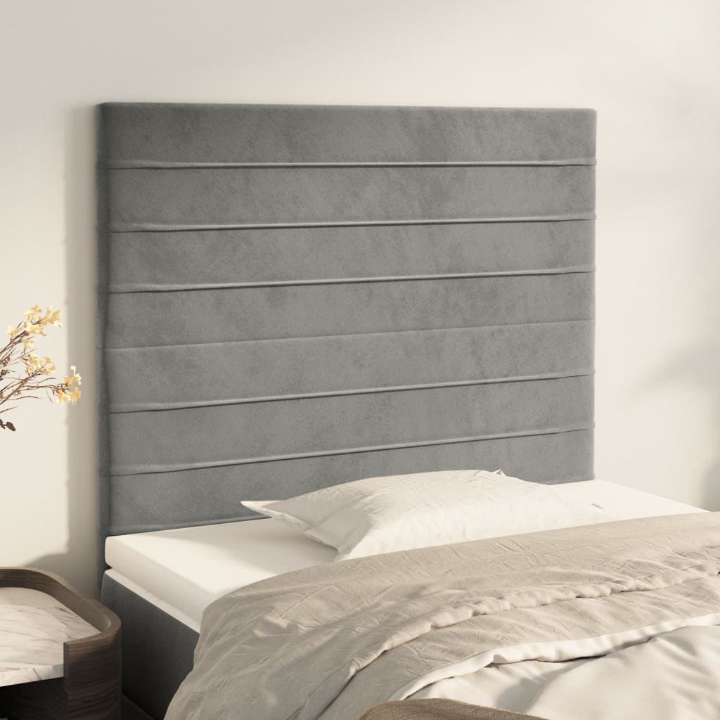 Kopfteil Hellgrau 90x5x118/128 cm Samt