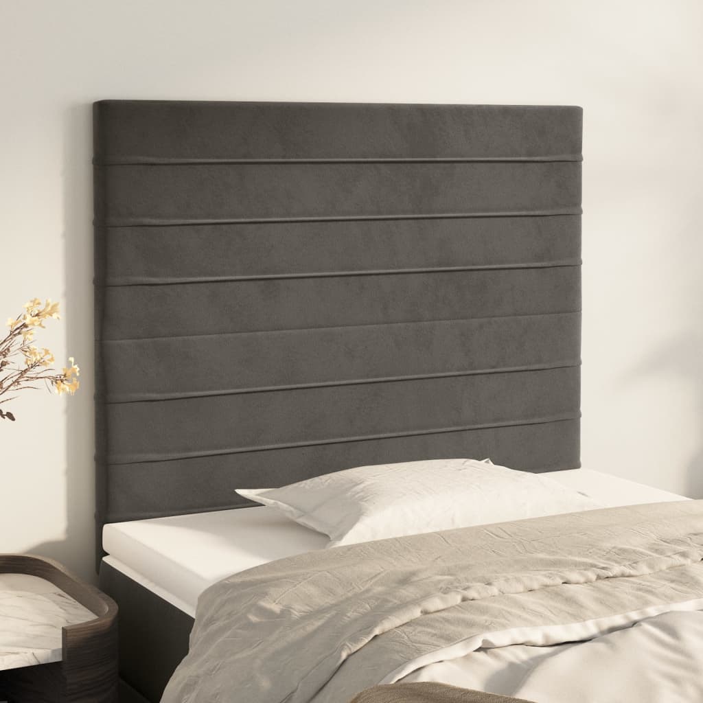 Kopfteil Dunkelgrau 90 x 5 x 118/128 cm Samt