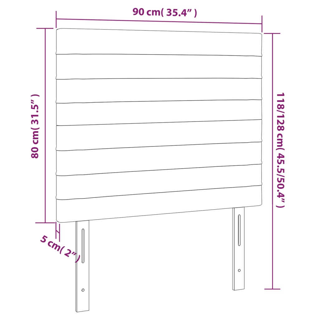 Kopfteil Schwarz 90x5x118/128 cm Samt