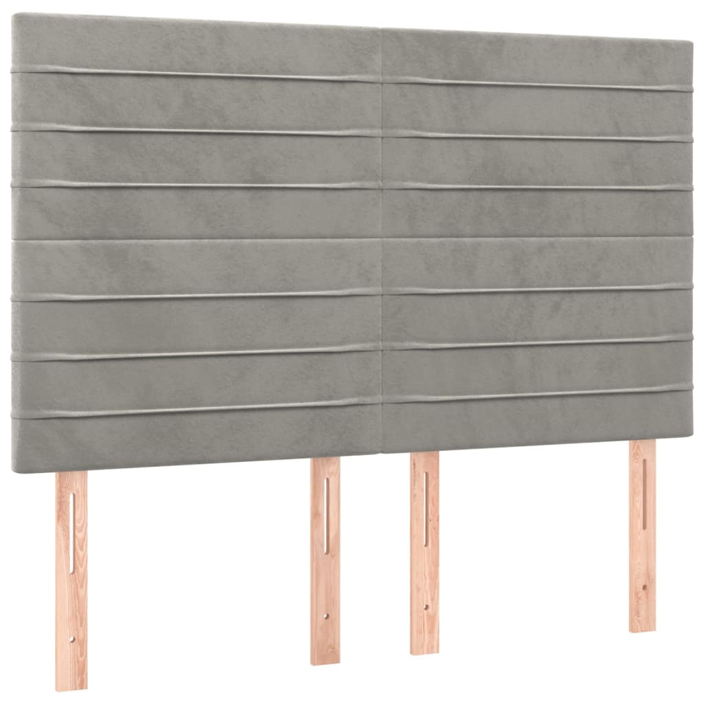 Kopfteil Hellgrau 144x5x118/128 cm Samt