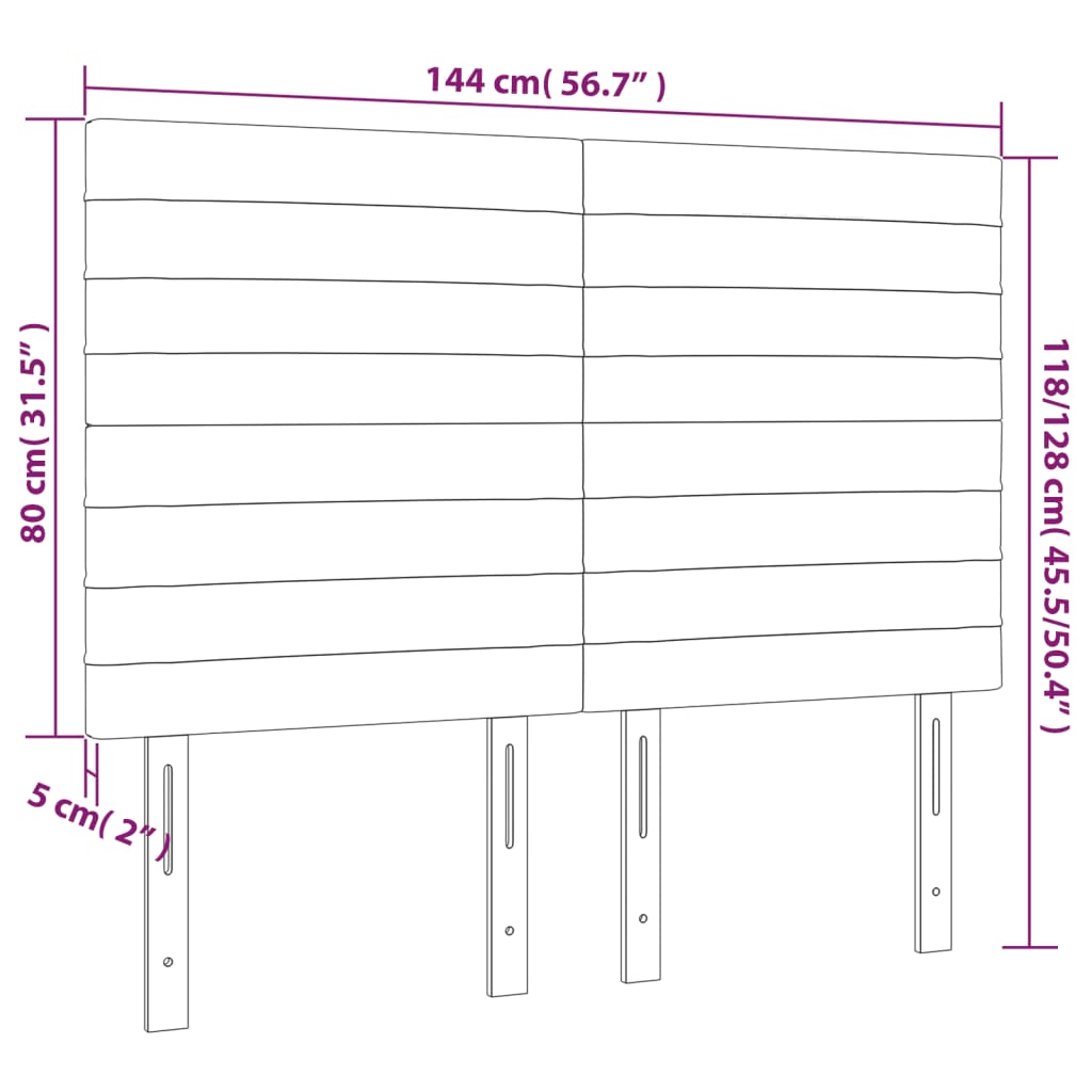 Kopfteil Hellgrau 144x5x118/128 cm Samt
