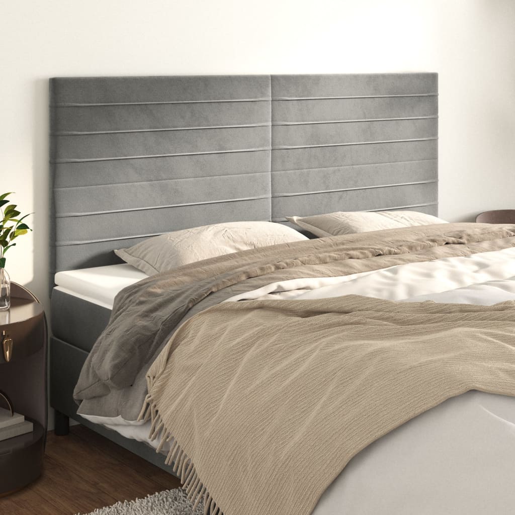 Kopfteil Hellgrau 160 x 5 x 118/128 cm Samt
