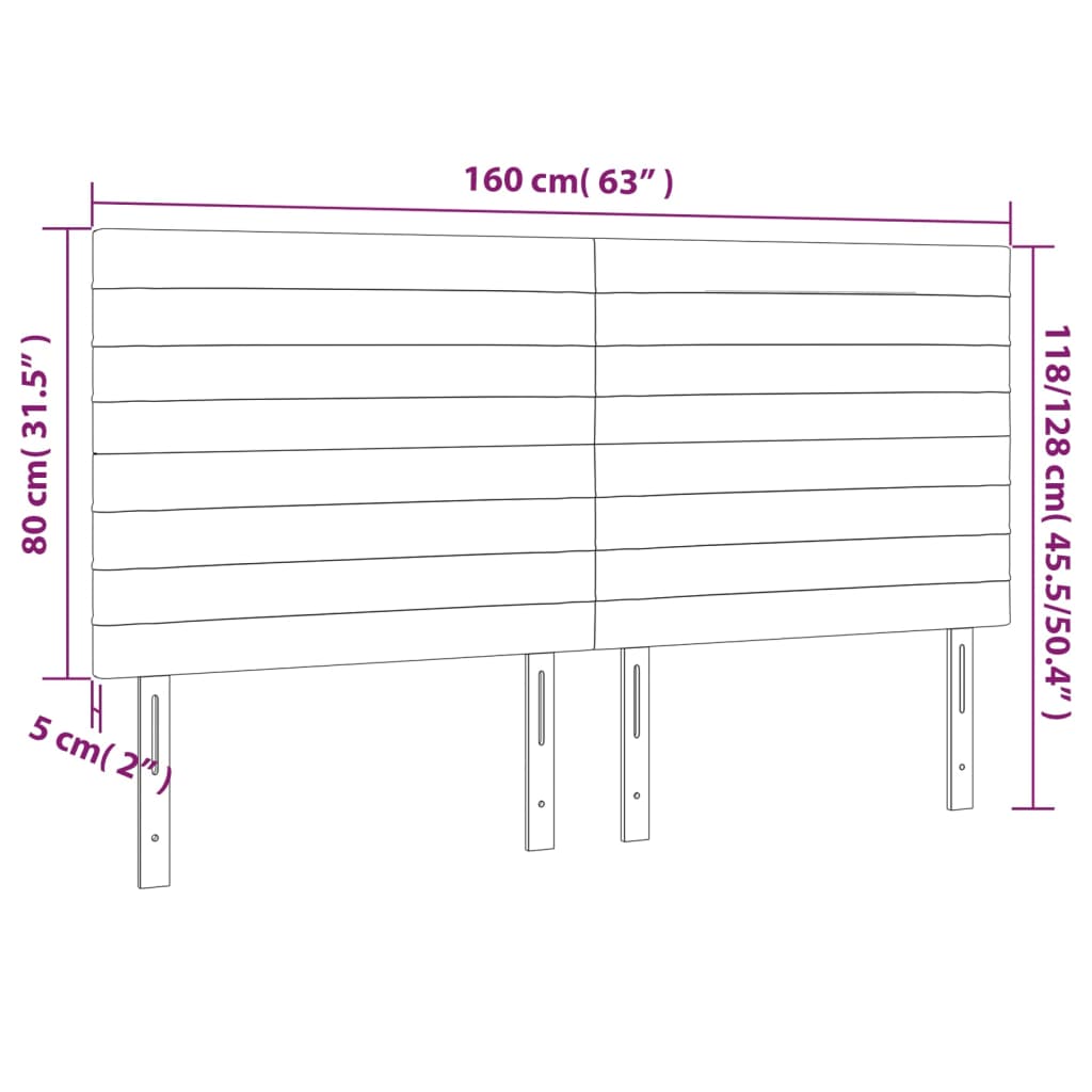 Kopfteil Rosa 160 x 5 x 118/128 cm Samt