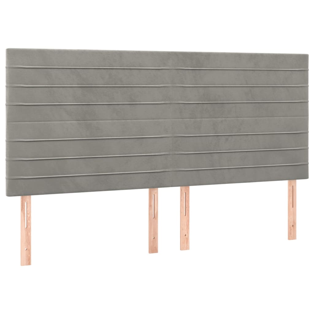 Kopfteil Hellgrau 200 x 5 x 118/128 cm Samt