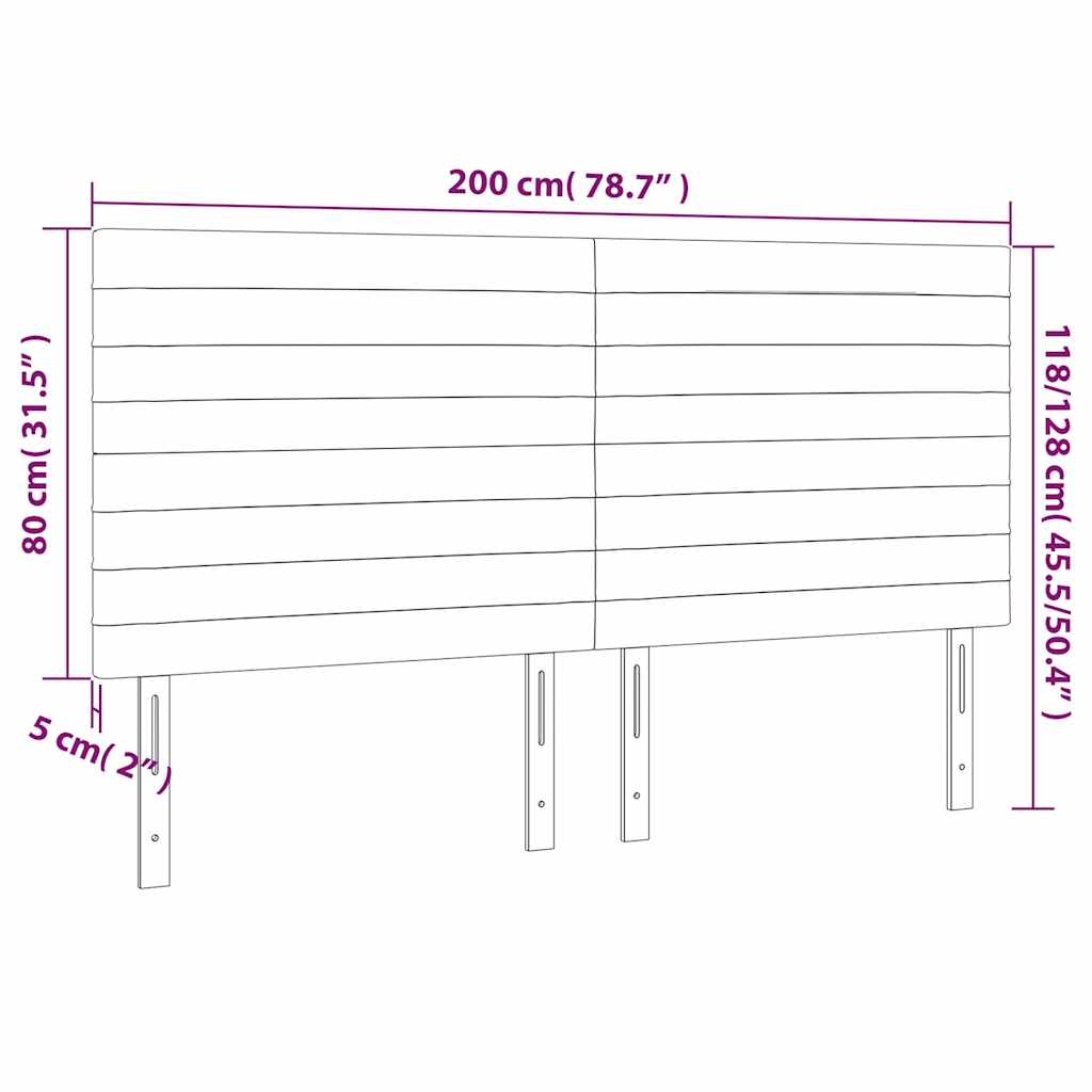 Kopfteil Dunkelblau 200 x 5 x 118/128 cm Samt