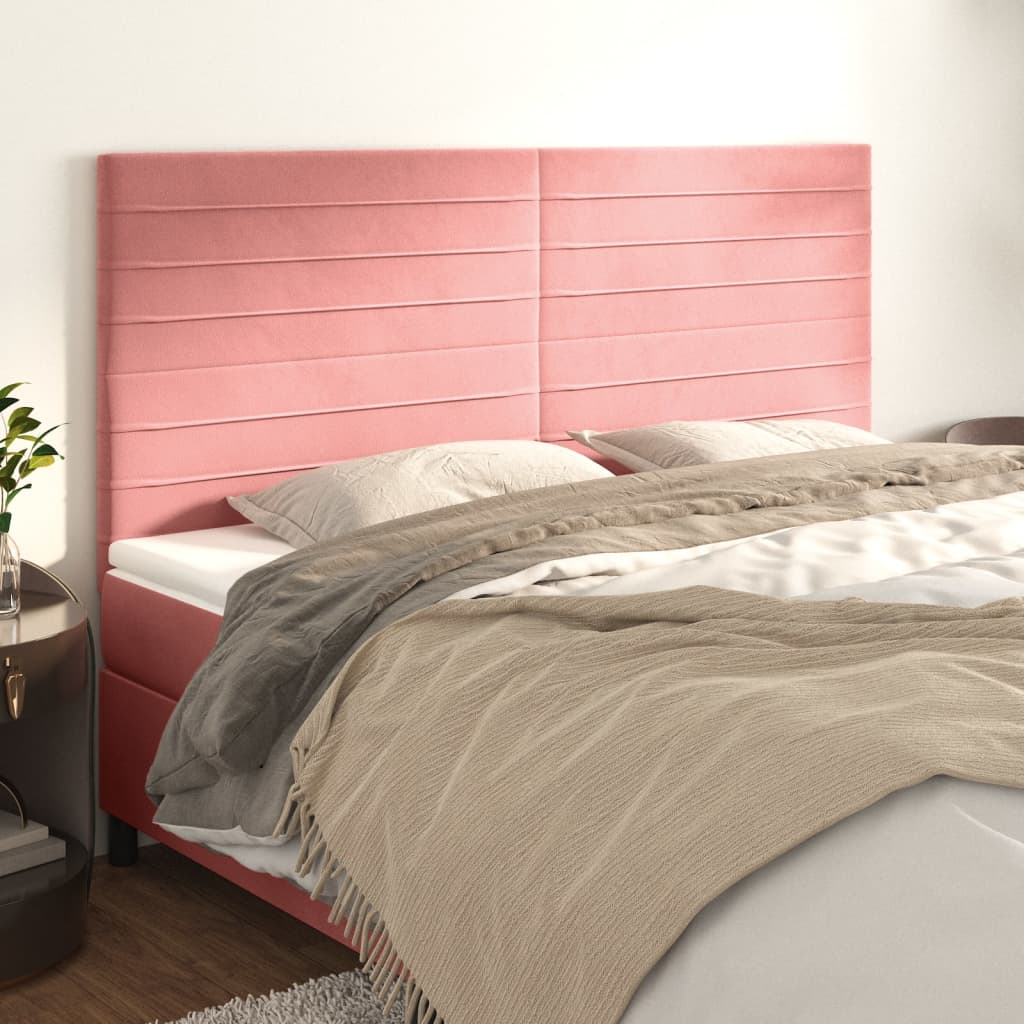 Kopfteil Rosa 200 x 5 x 118/128 cm Samt