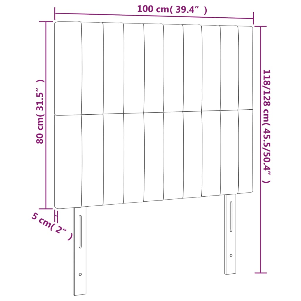 Kopfteil Schwarz 100 x 5 x 118/128 cm Stoff