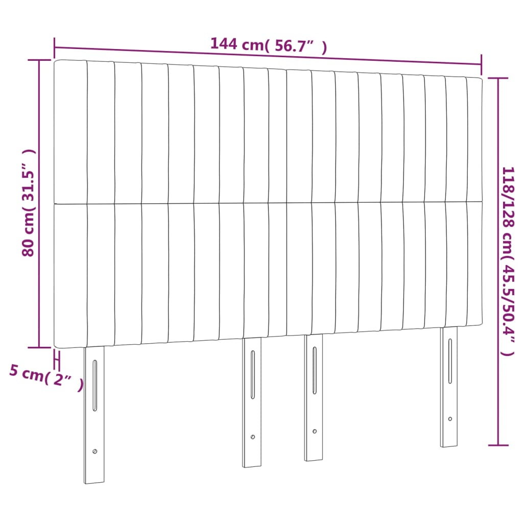 Kopfteil Hellgrau 144x5x118/128 cm Stoff