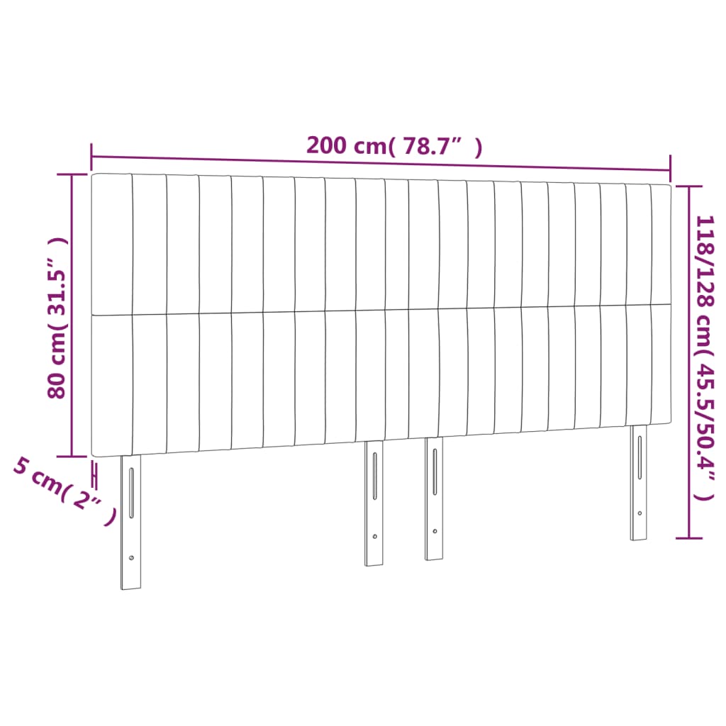 Kopfteil Dunkelgrau 200 x 5 x 118/128 cm Stoff