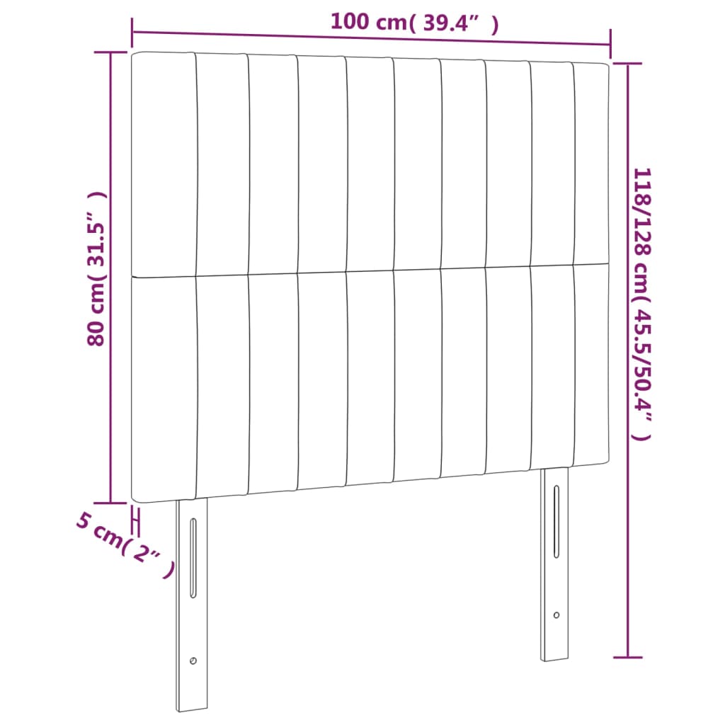 Kopfteil Schwarz 100x5x118/128 cm Samt
